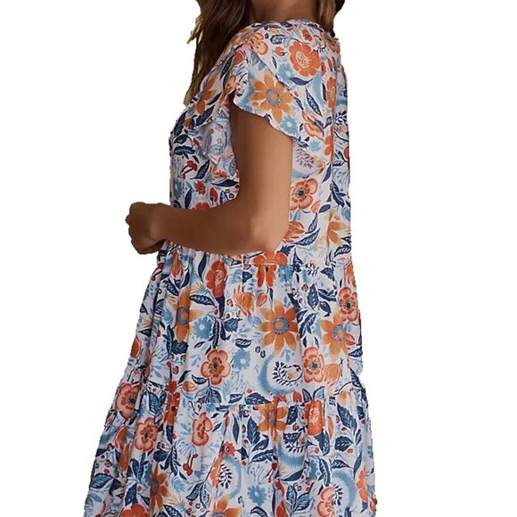 Anthropologie Flannel Pajama Dress Women Size 5 Real Fun, Wow Floral Tiered - Picture 2 of 16